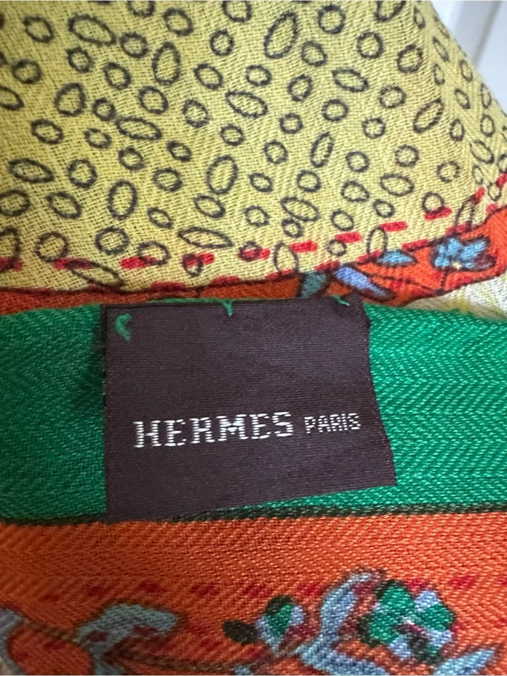 HERMES Multicolor Wool/Silk Blend Wrap Scarf - Picture 4 of 8